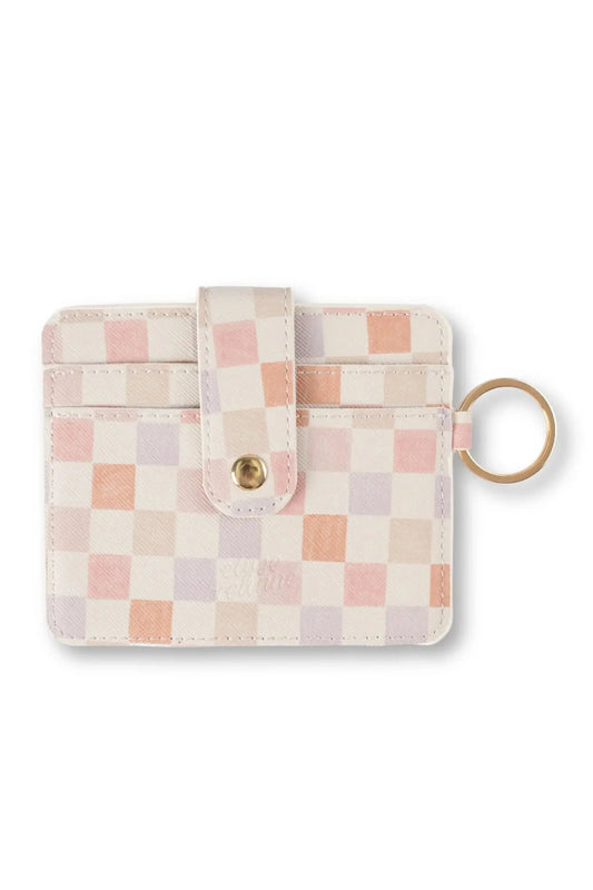 Floral Card Wallet: Watercolor Checkers