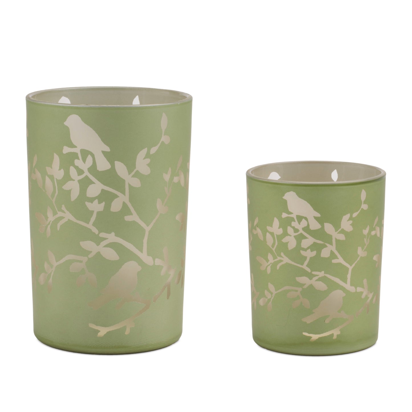 Frosted Floral Bird Candle Holder