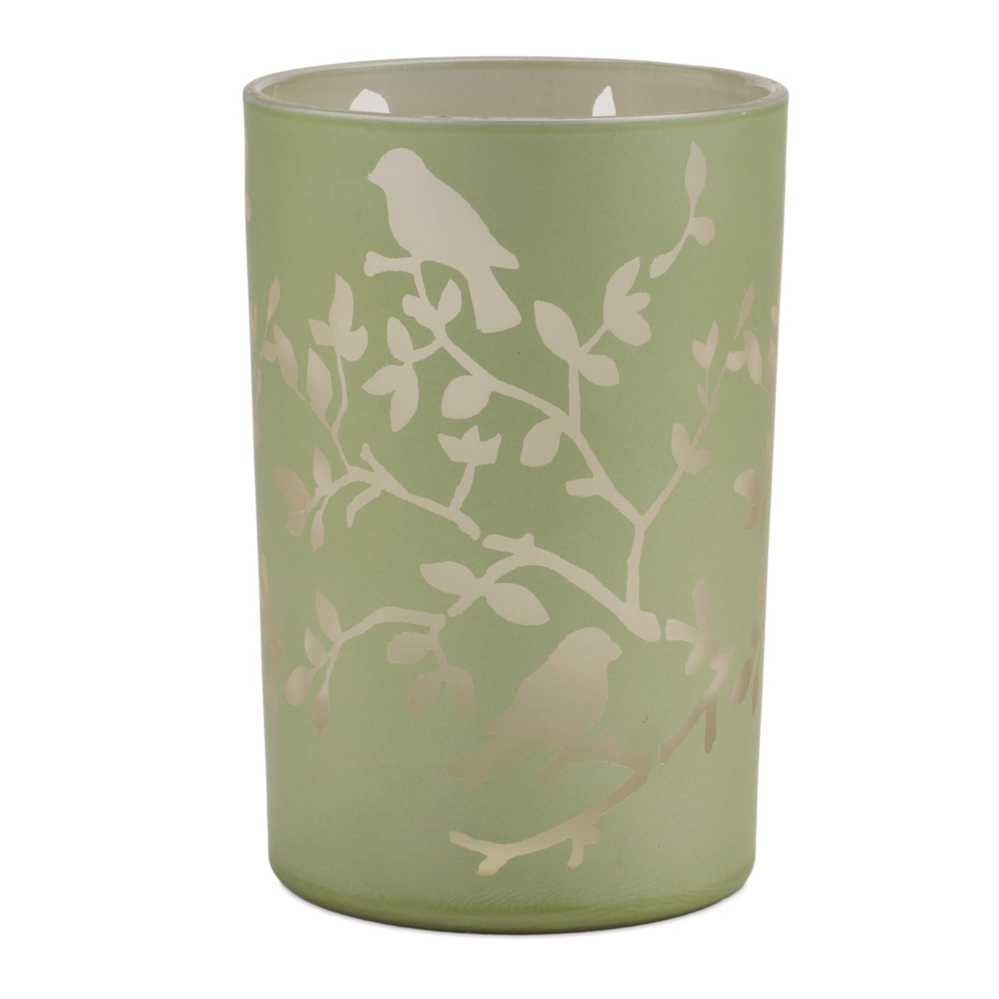 Frosted Floral Bird Candle Holder