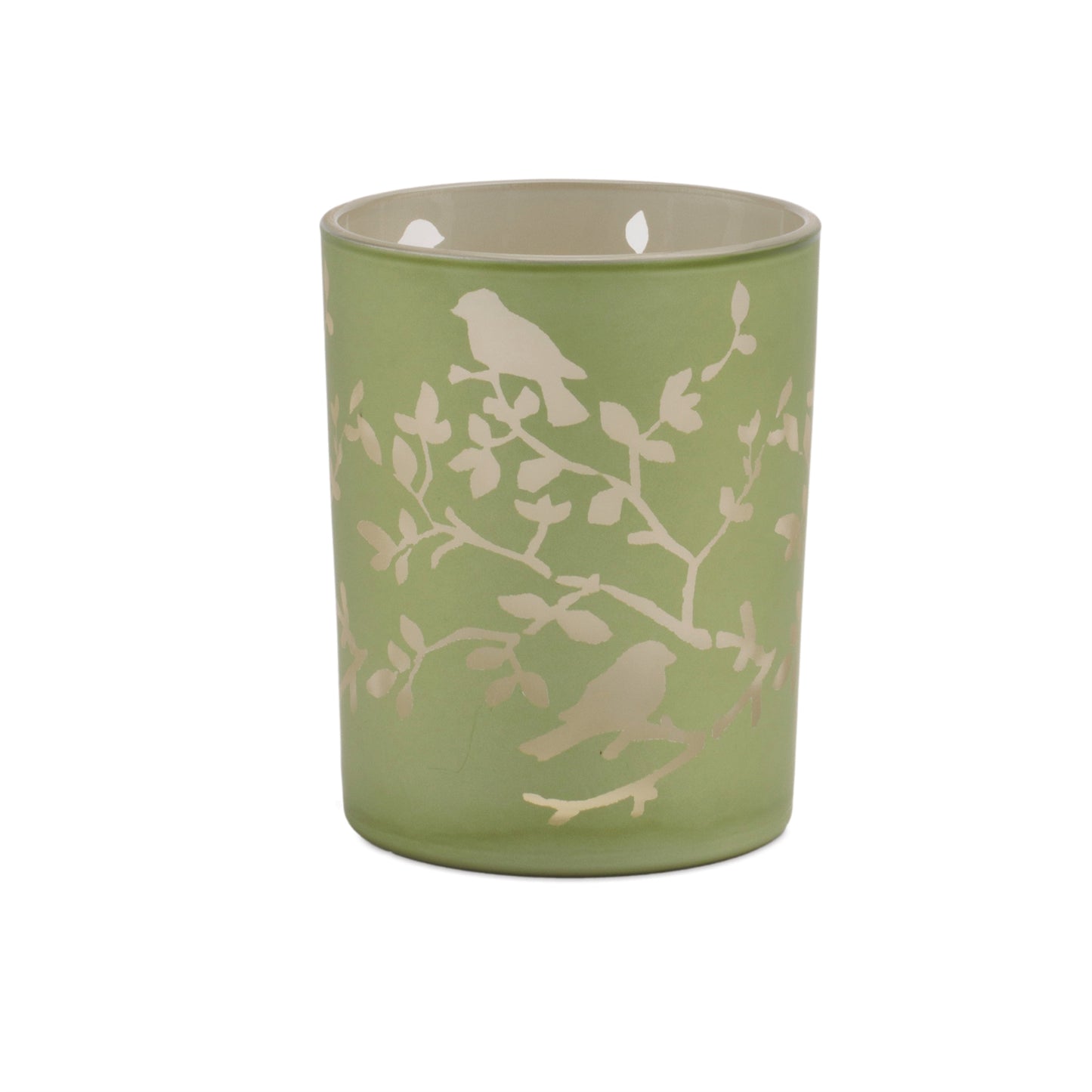 Frosted Floral Bird Candle Holder