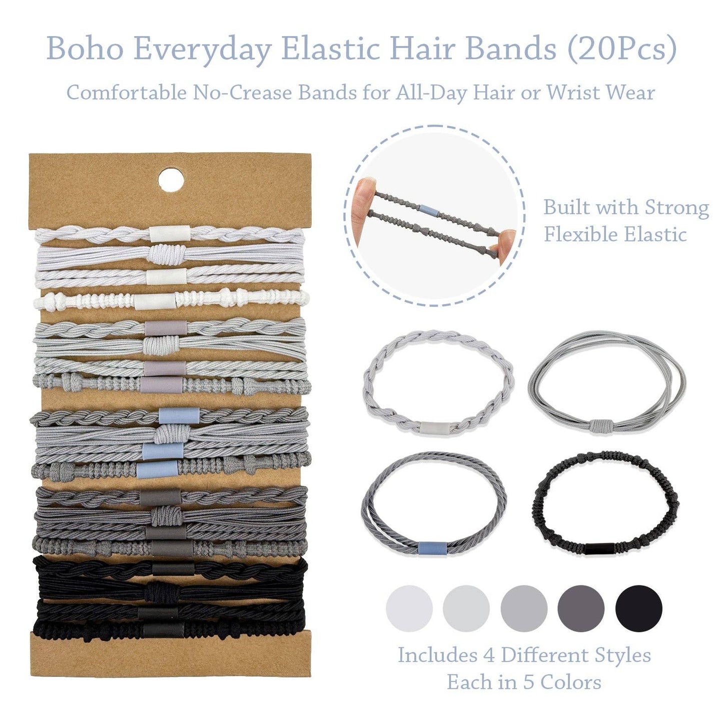 Wrapables Boho Hair Tie Bracelets: Dark and Bright