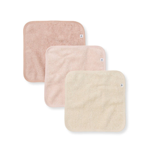 Pink Sand Organic Cotton Woven Terry Solid Washcloths 3 Pack
