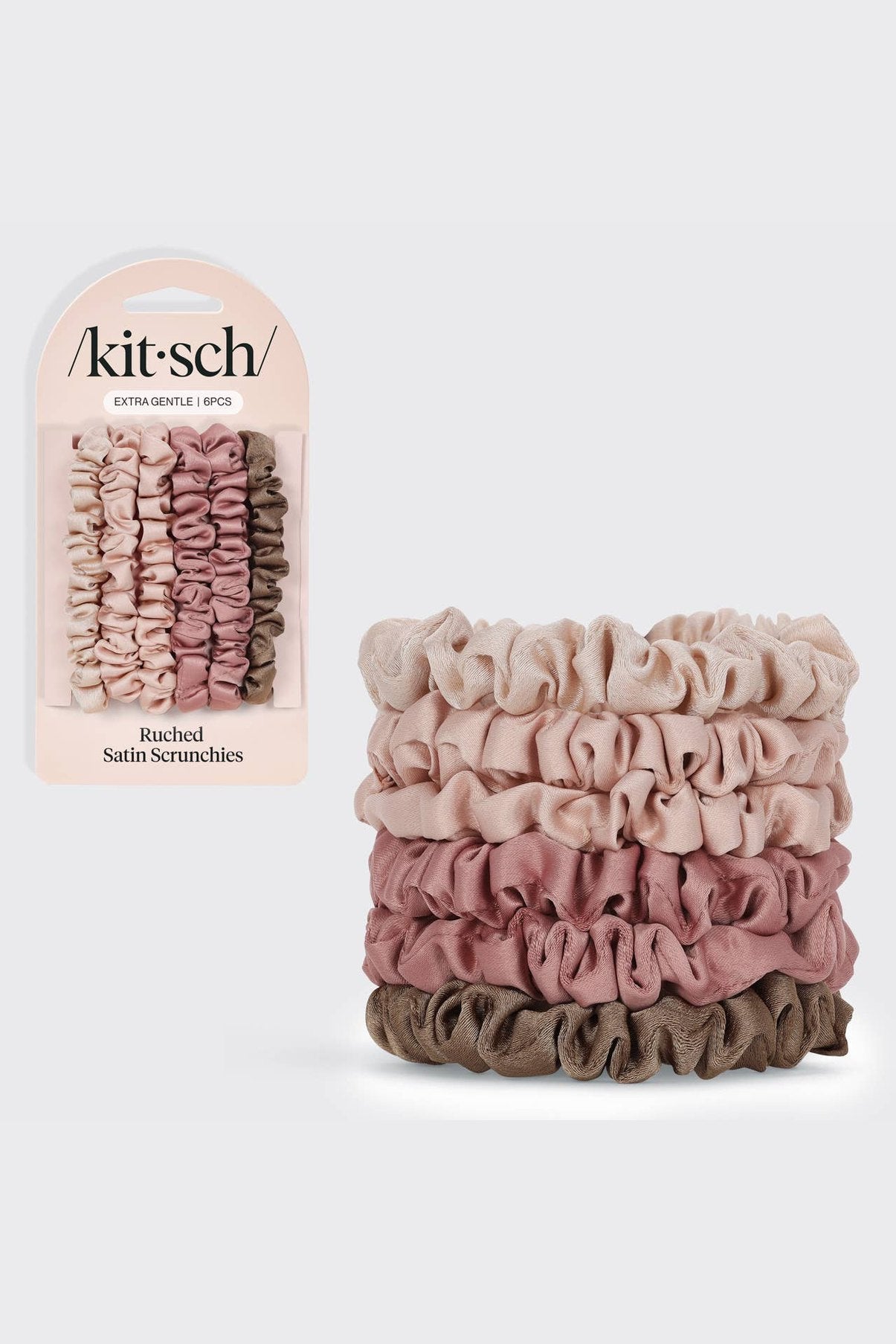 Terracotta Ultra Petite Satin Scrunchies 6pc