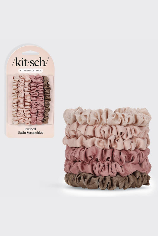 Terracotta Ultra Petite Satin Scrunchies 6pc