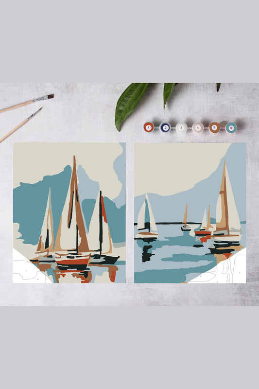 Sailboats at Sea Paint-By-Numbers kit