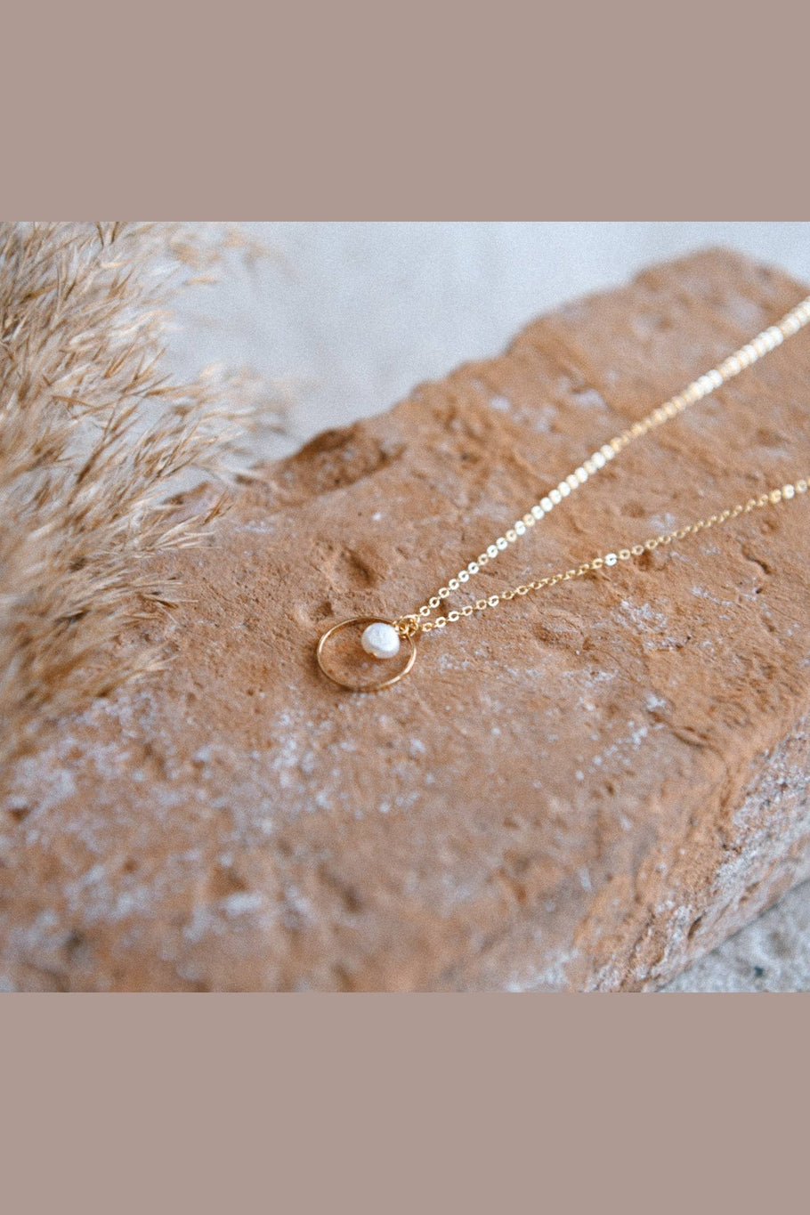 Golden Harmony Pearl Circle Necklace