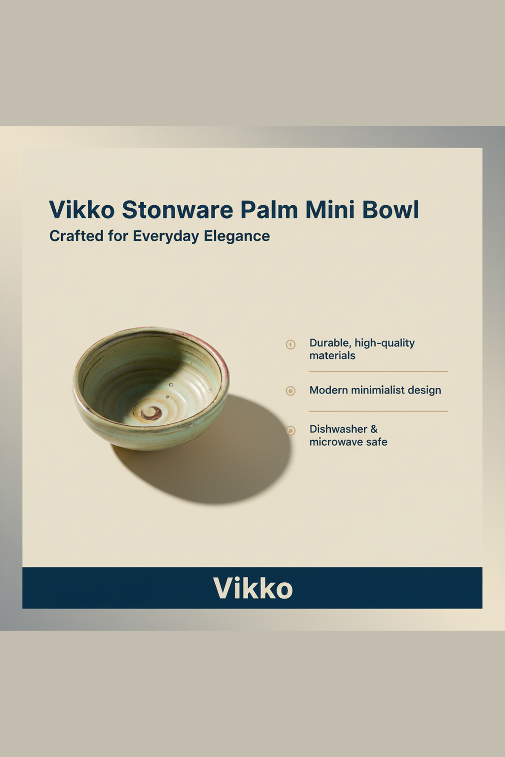 Vikko Stoneware Palm Mini Bowl Sage Green Speckled Brown