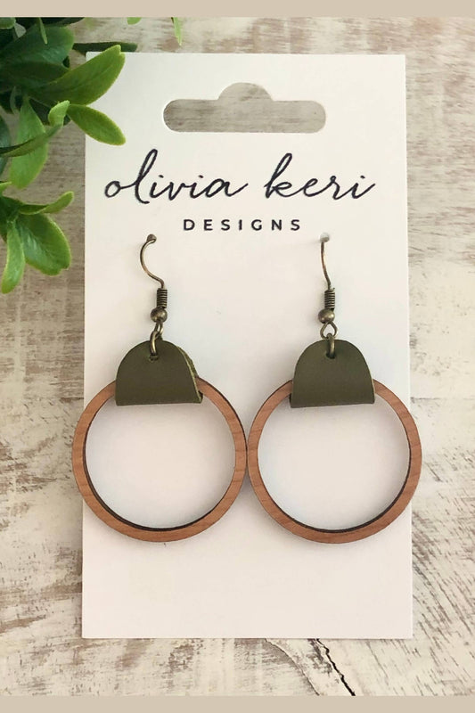 Olive Wood Hoops Earrings