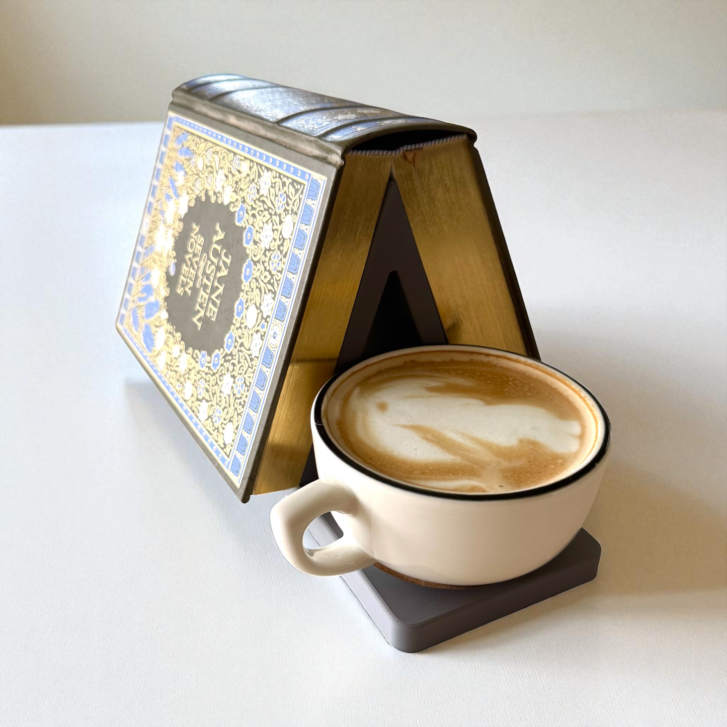 Book Stand Place Holder with Coaster: Gray