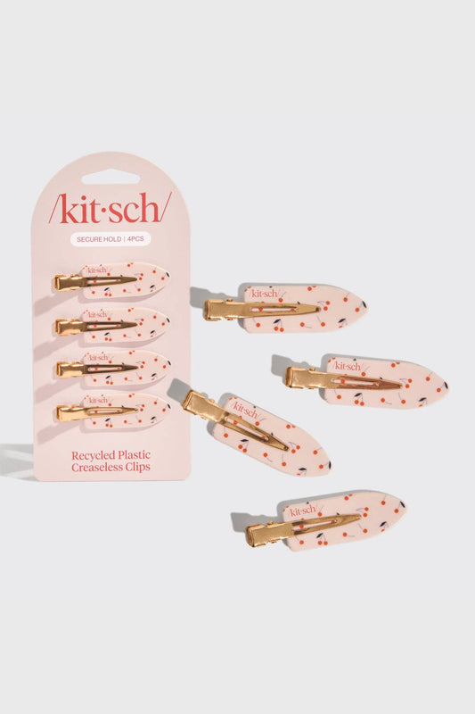 Recycled Plastic Creaseless Clips 4pc Set- Cherry Print