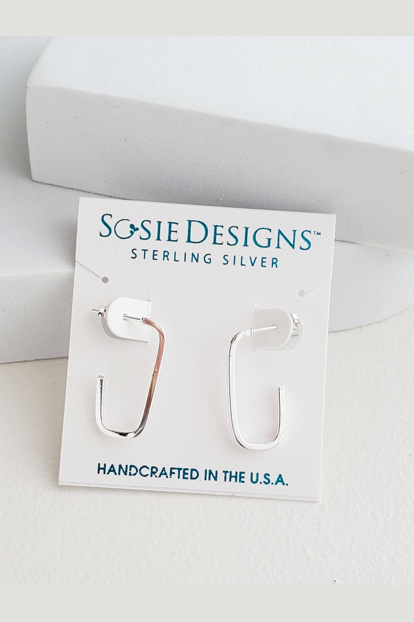 Silver Oval Hoop Studs