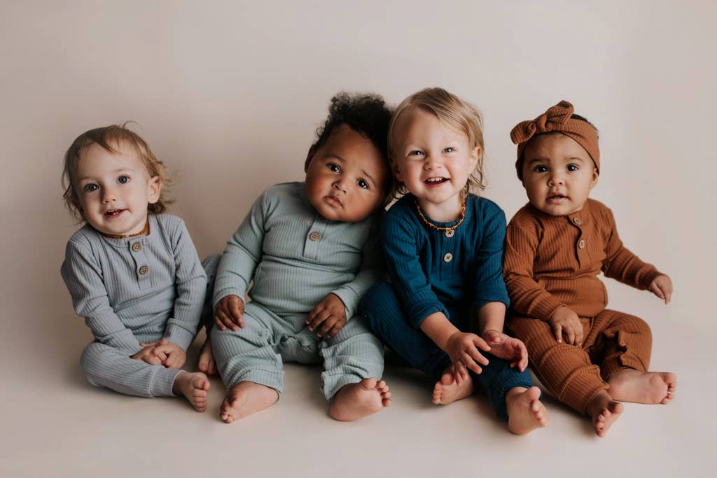 Robbins Egg Baby Ribbed Playsuit with Pockets: 12-18 Months