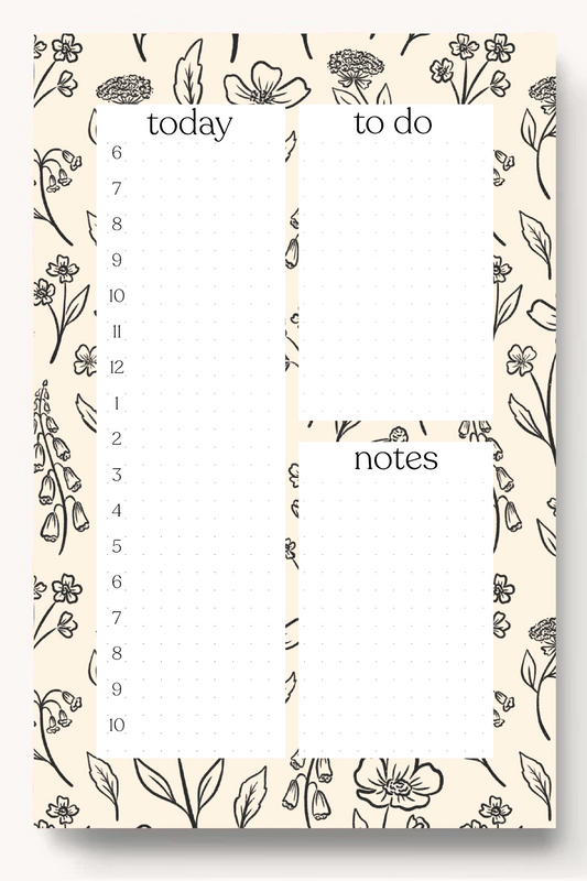 Floral Daily Planner Notepad: Pressed Floral