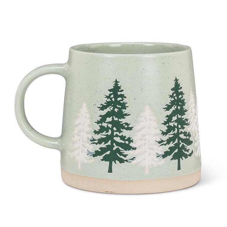 Wide Base Mug with Pine Trees