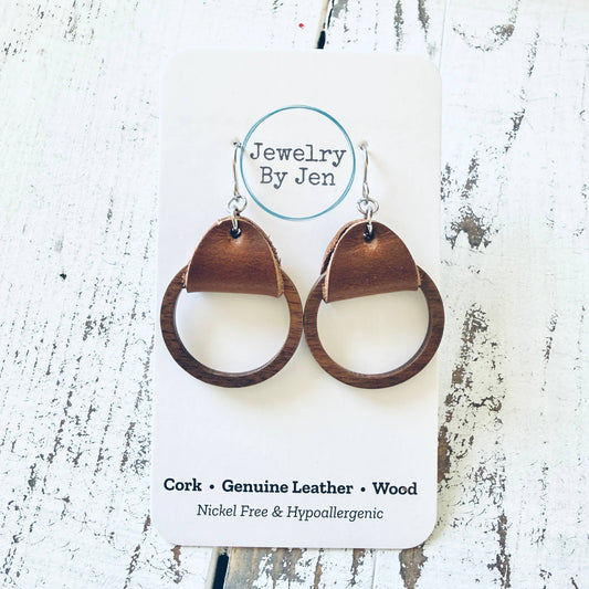Wood Hoop Earrings: Brown