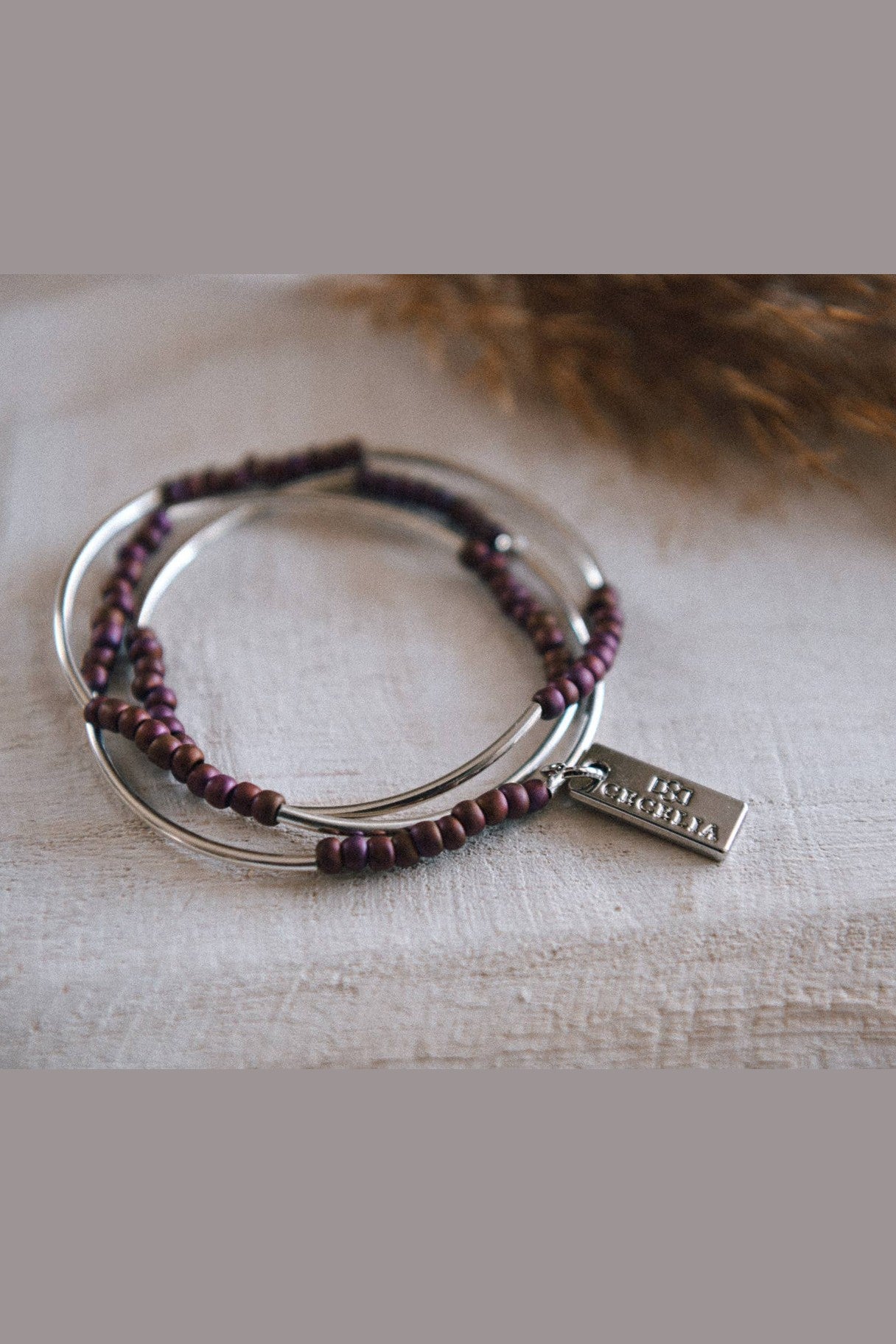 Silver Beaded Triple Wrap Bracelet