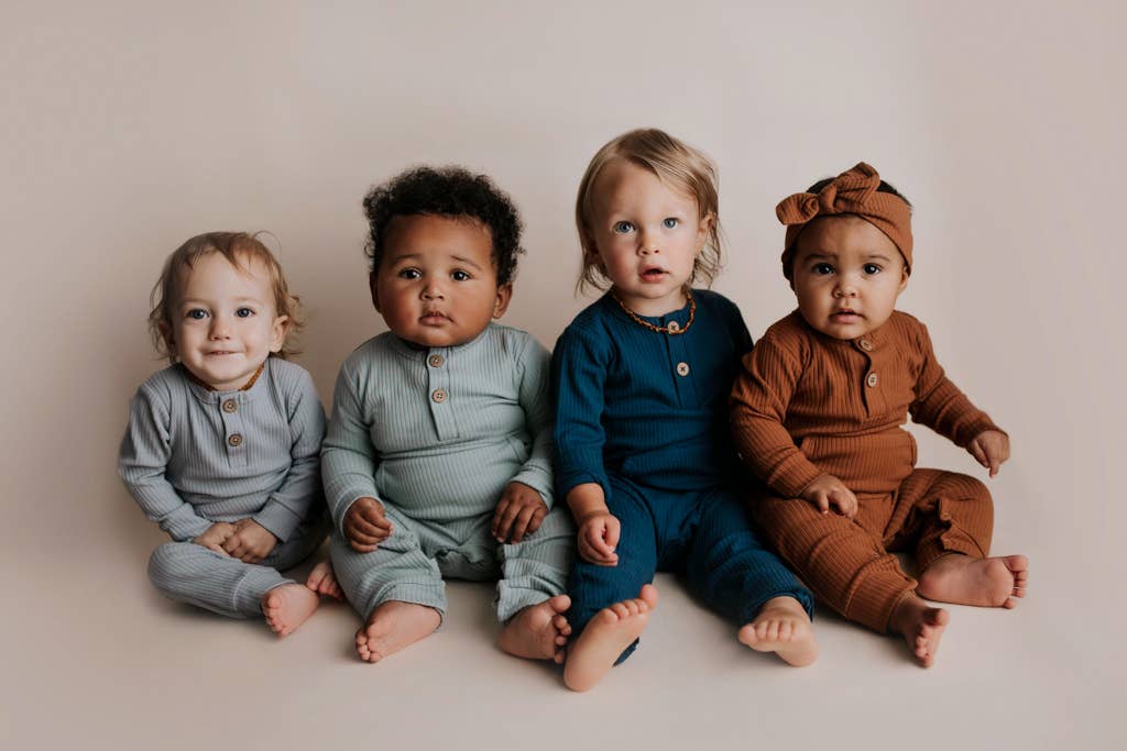 Robbins Egg Baby Ribbed Playsuit with Pockets: 3-6 Months