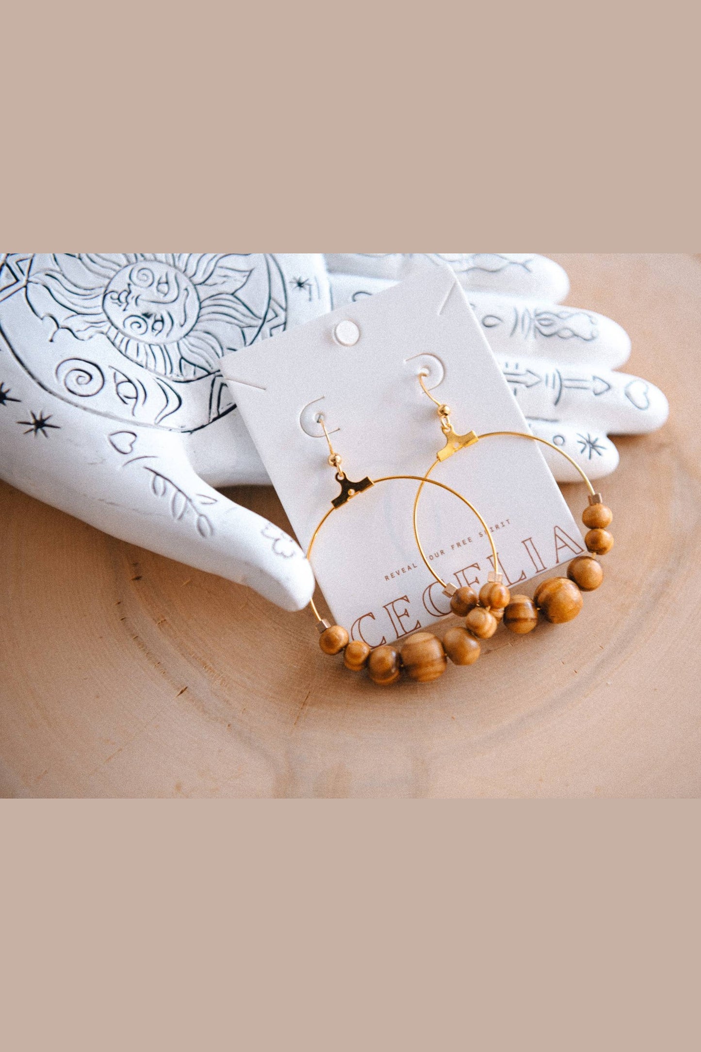 Ivory Round Lightweight Boho Hoop Earrings