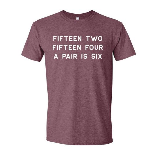 Fifteen Two Cribbage Tee: Heather Maroon