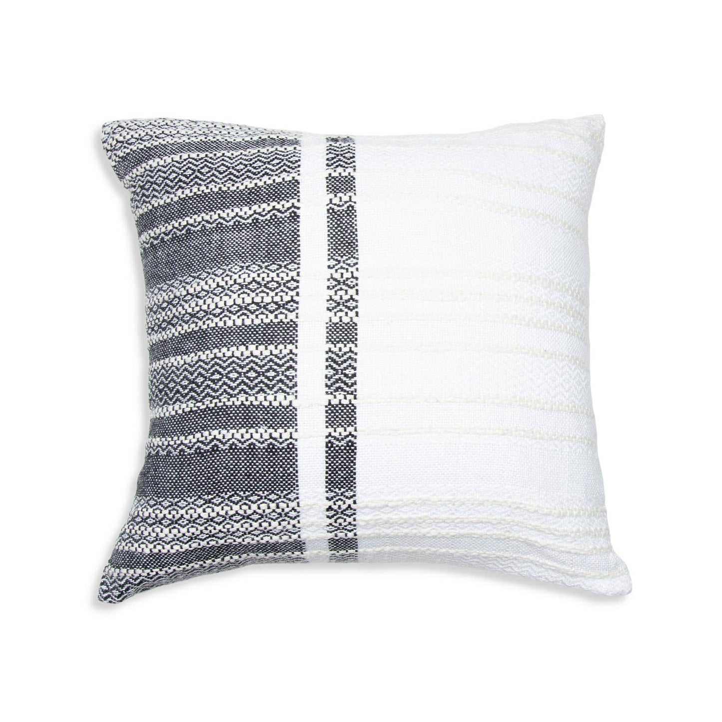 Genevieve 18X18" Handwoven Striped In/Outdoor Throw Pillow: Blue