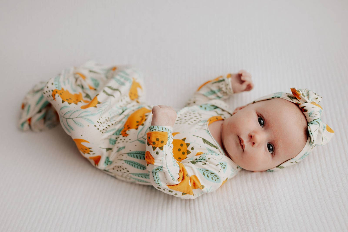 Dinosaur Animal Print Zoo Knotted Gown: Gown & Hat