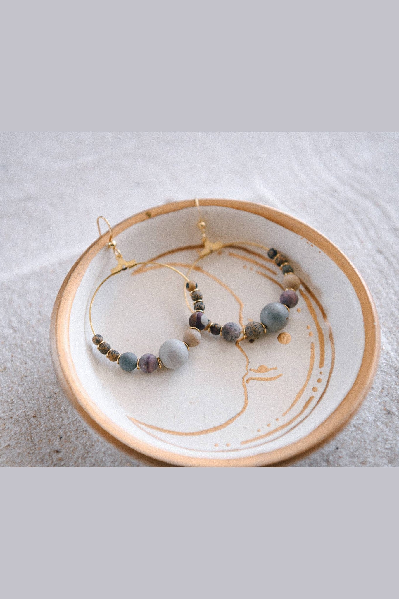 Black Agate Harmony Gemstone Hoop Earrings
