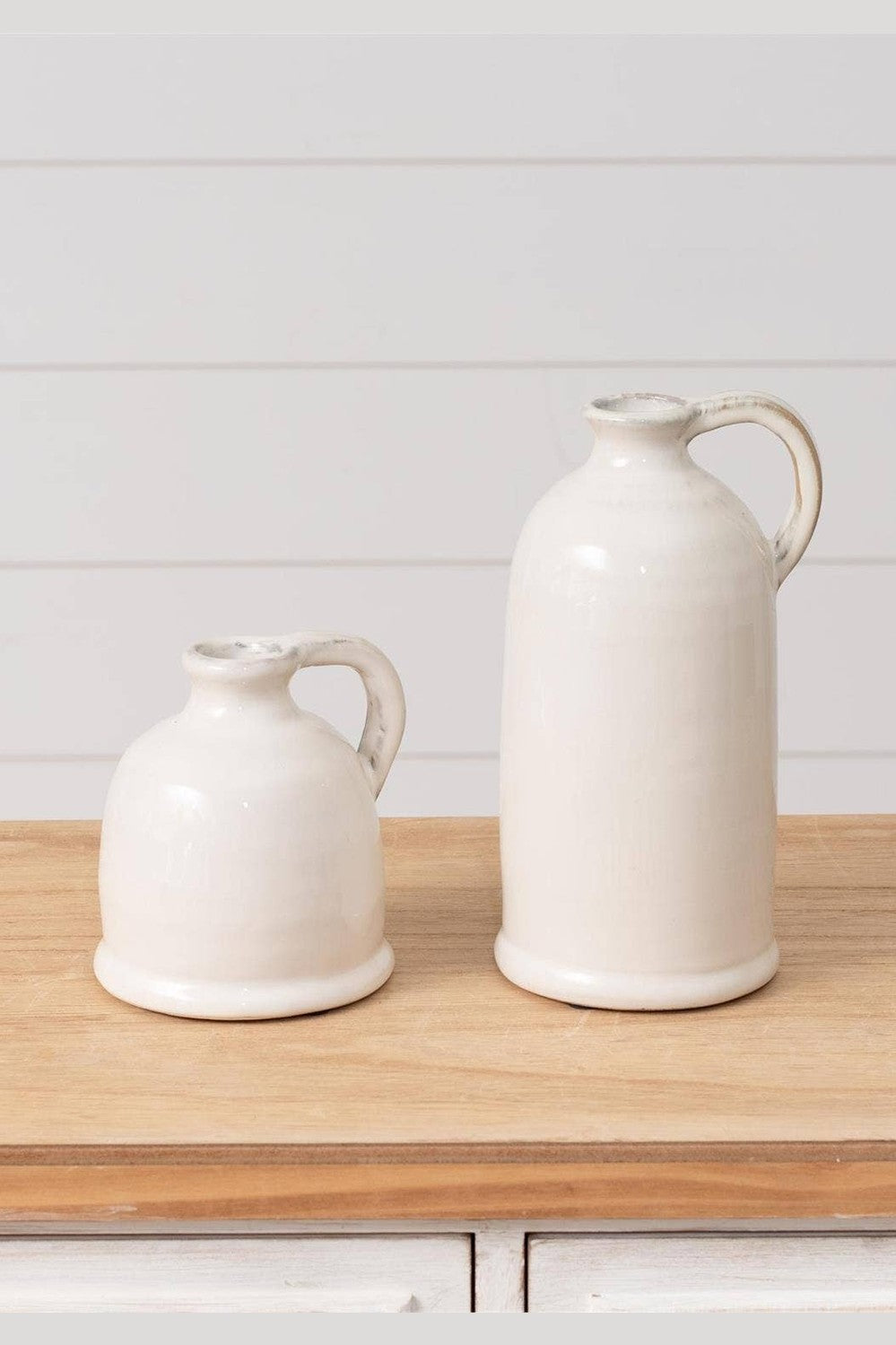 White Ceramic Jug - Set Of 2