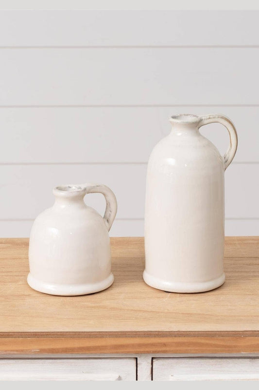 White Ceramic Jug - Set Of 2