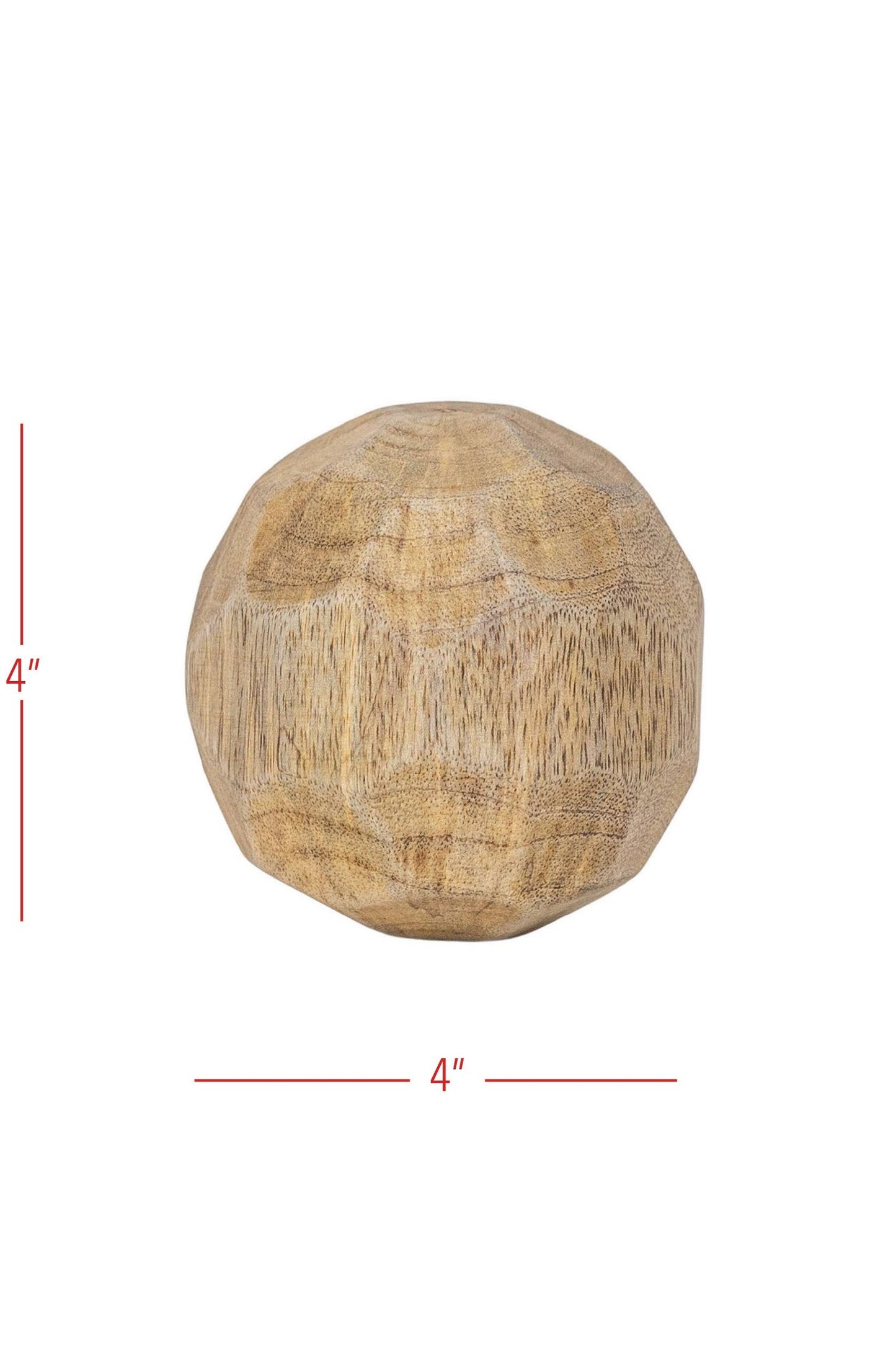 Luna Carved Geometric Natural Wood Deco Ball