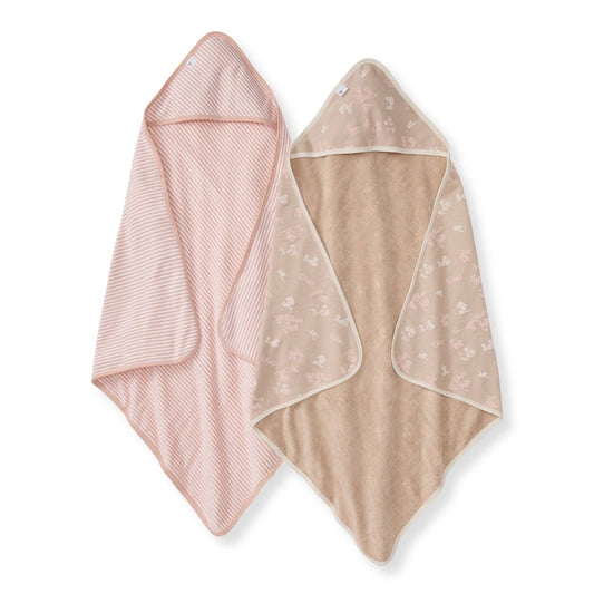 Whimsical Floral Organic Knit Terry Towels Set of 2: Hummus / One Size