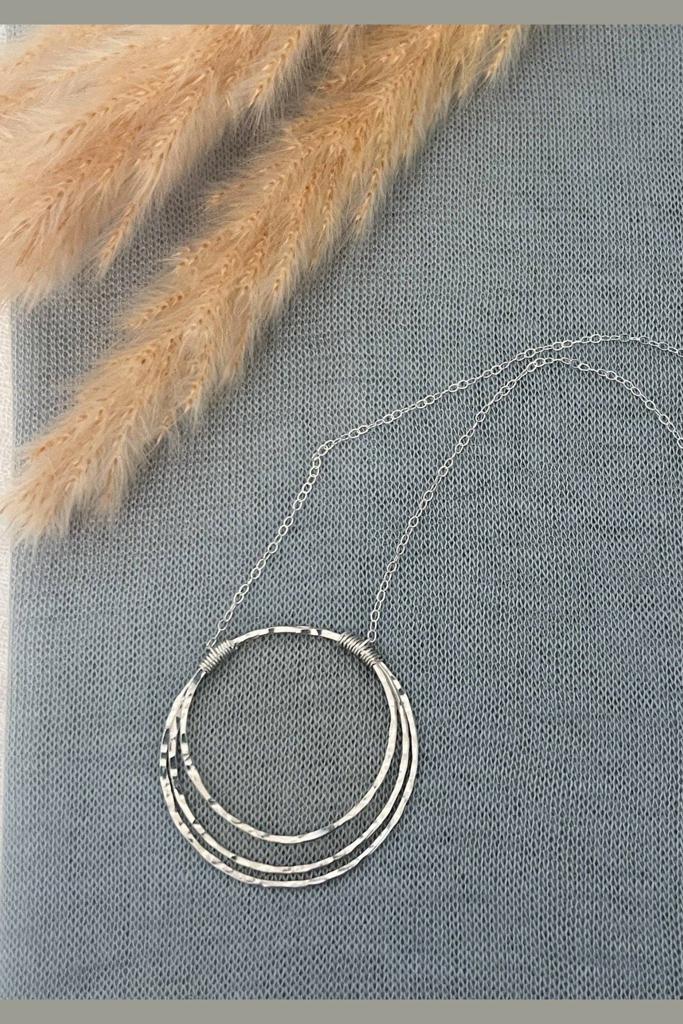 Triple Hammered Circle Necklace