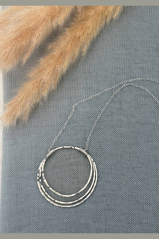 Triple Hammered Circle Necklace