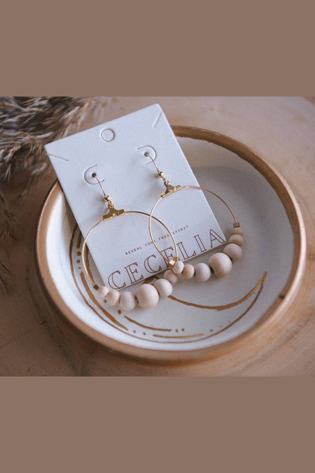 Ivory Round Lightweight Boho Hoop Earrings