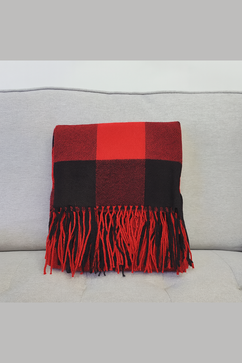 Classic Buffalo Plaid Decorative Throw Blanket: Black