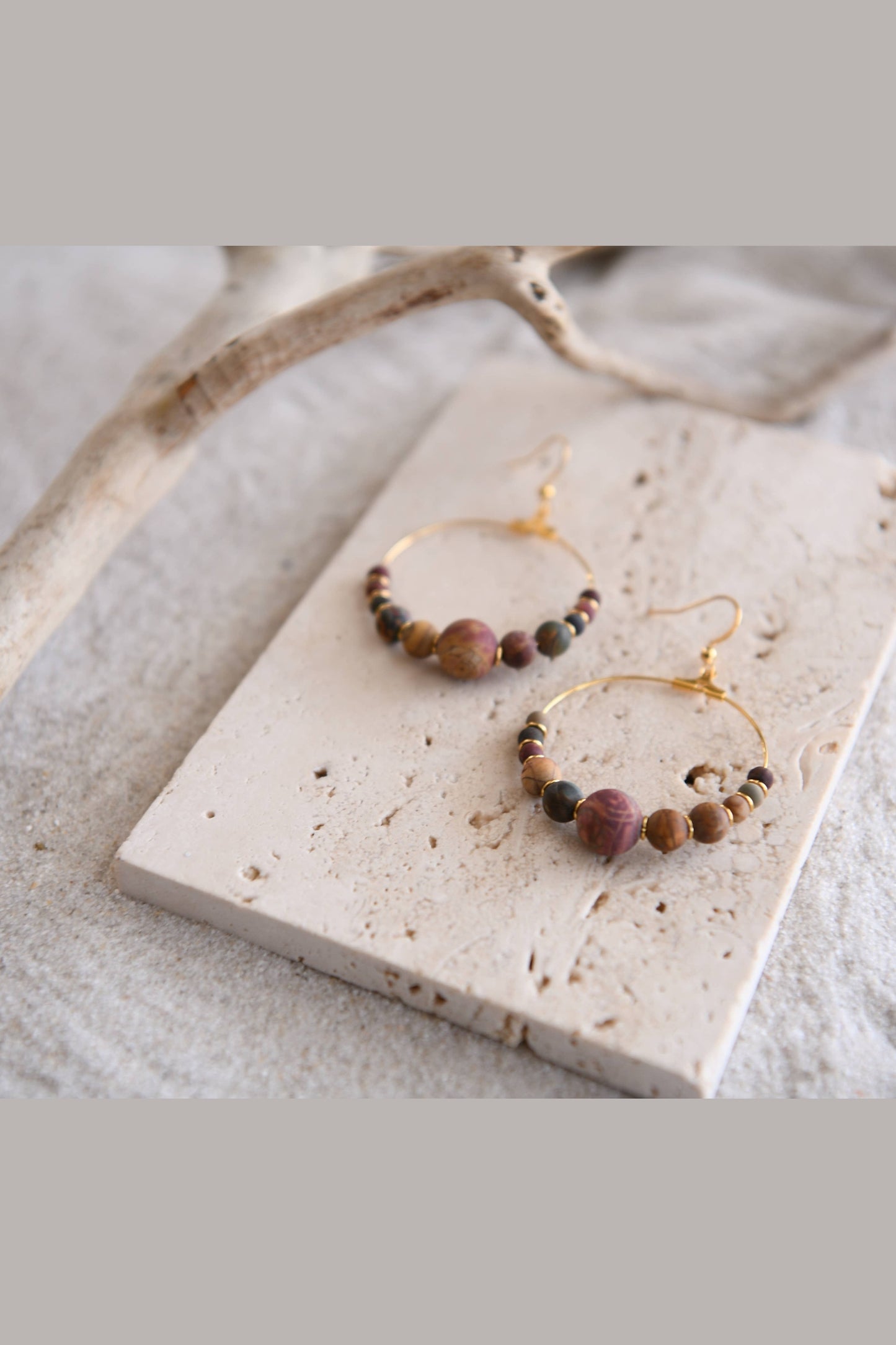 African Turquoise Harmony Gemstone Hoop Earrings
