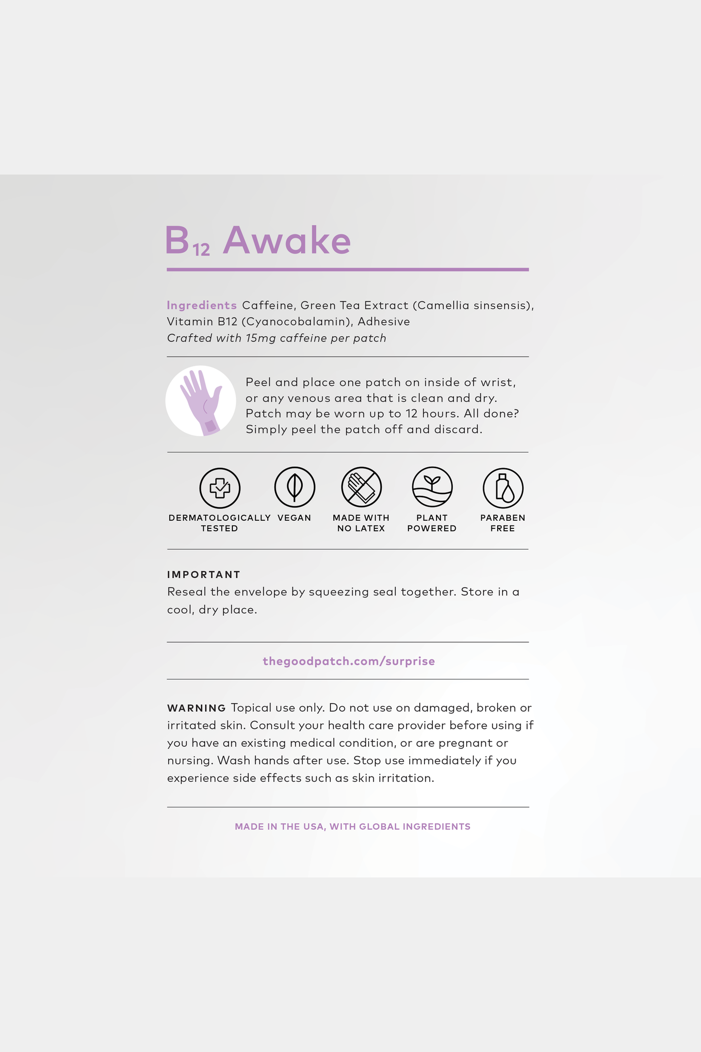 B12 Awake Wearable Wellness Patch