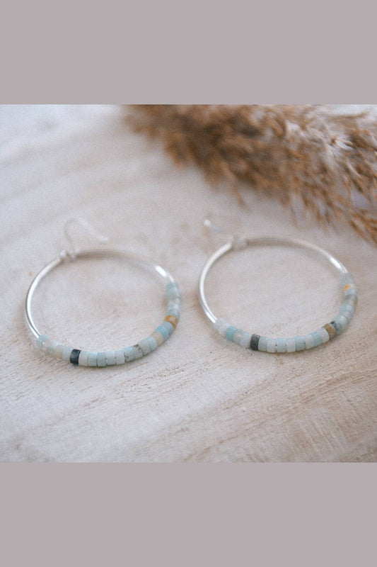 Amazonite Far Out Sterling Silver Hoops