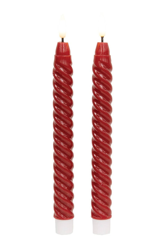 2/Set - Burgundy Twisty Timer Tapers - 10"H