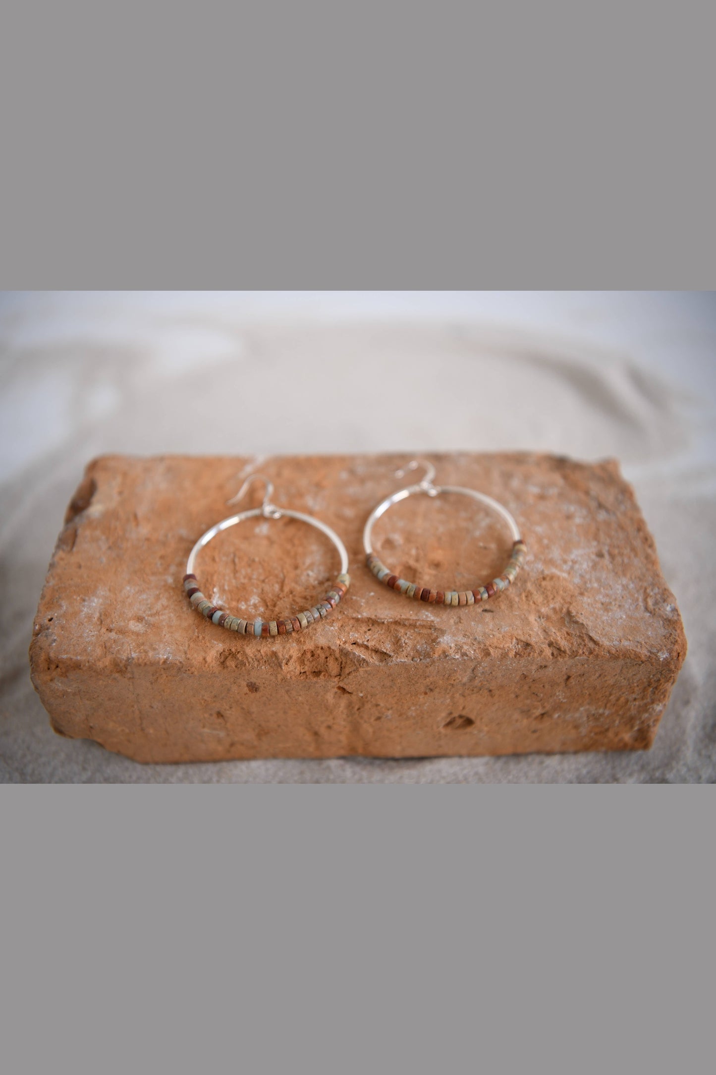 Amazonite Far Out Sterling Silver Hoops