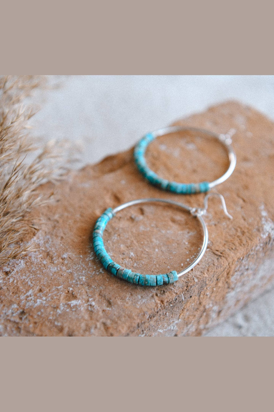 Amazonite Far Out Sterling Silver Hoops