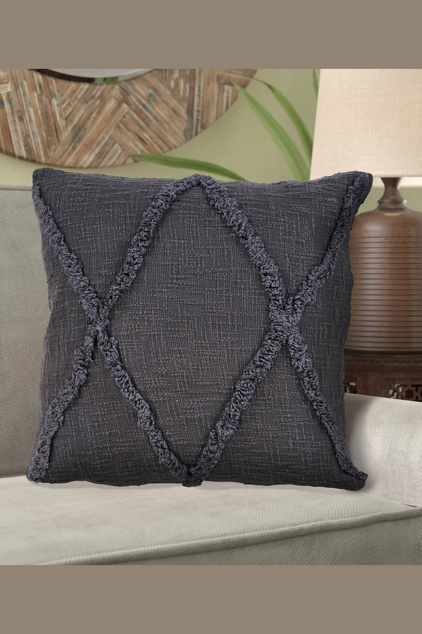 Roston Solid Decorative Diamond Tufted Cotton Throw Pillow: Sky Blue / 20" x 20" / Poly Filled