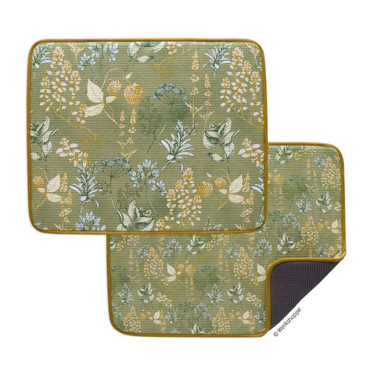 Kitchen Herbs Microfiber Dish Drying Mats - Set of 2