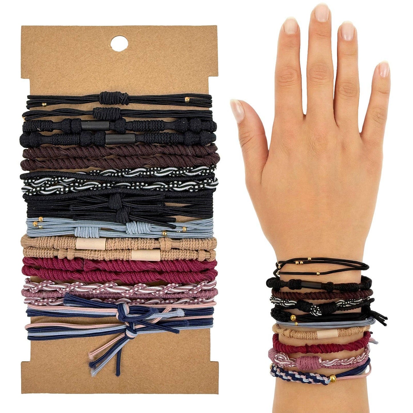 Wrapables Boho Hair Tie Bracelets: Dark and Bright