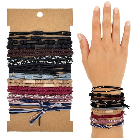 Wrapables Boho Hair Tie Bracelets: Dark and Bright