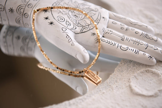 2mm Shiny Gold Square Anklet