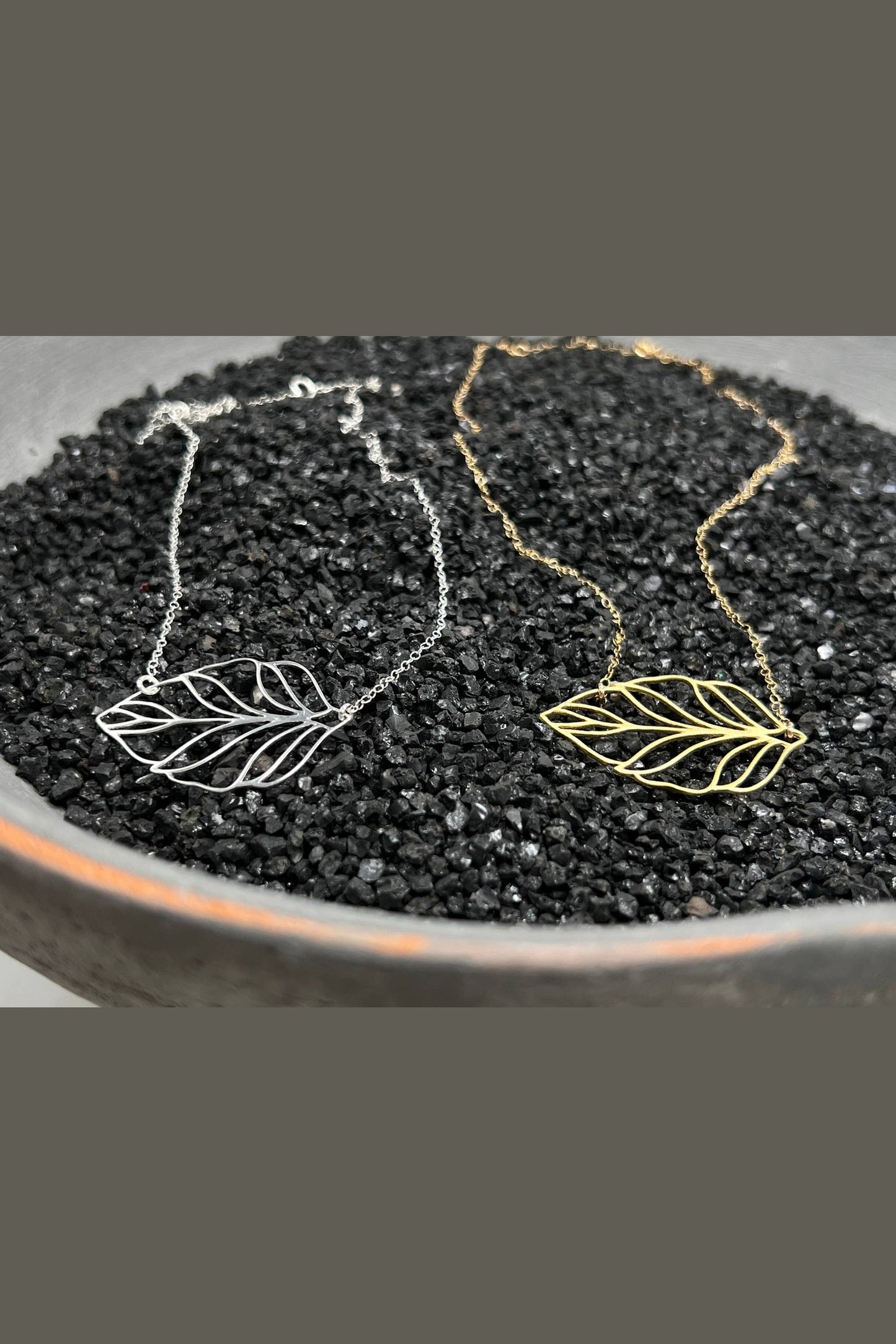 Minimalist Sideways Leaf Pendant Necklace