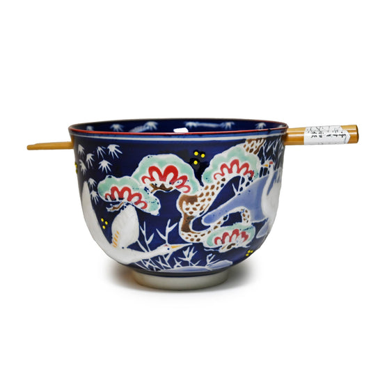 Cranes & Pines Mira 5" Ramen Bowl w/ Chopsticks