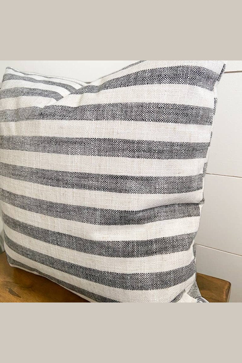 Charcoal stripe woven pillow cover 18x18 inch