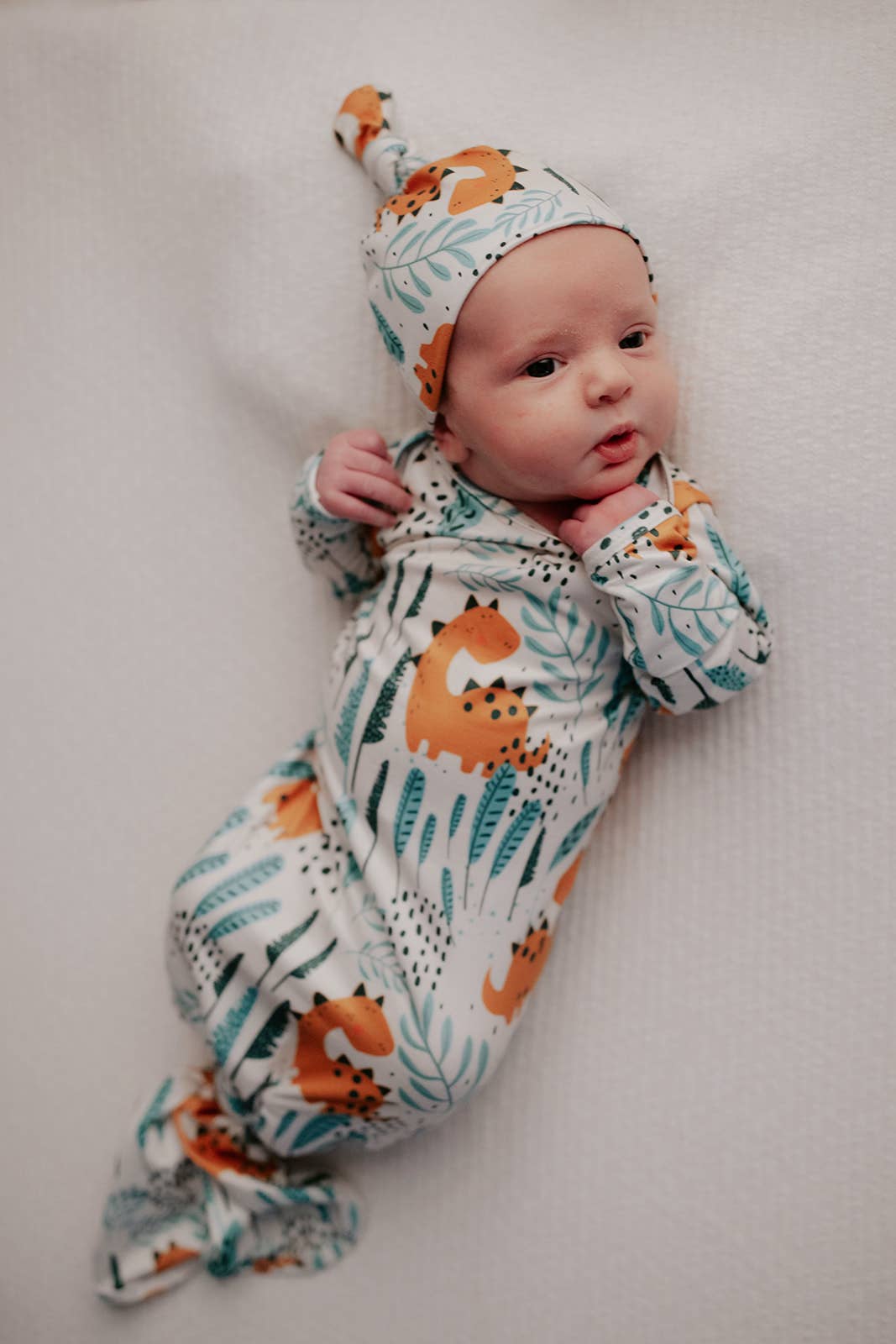 Dinosaur Animal Print Zoo Knotted Gown: Gown & Hat