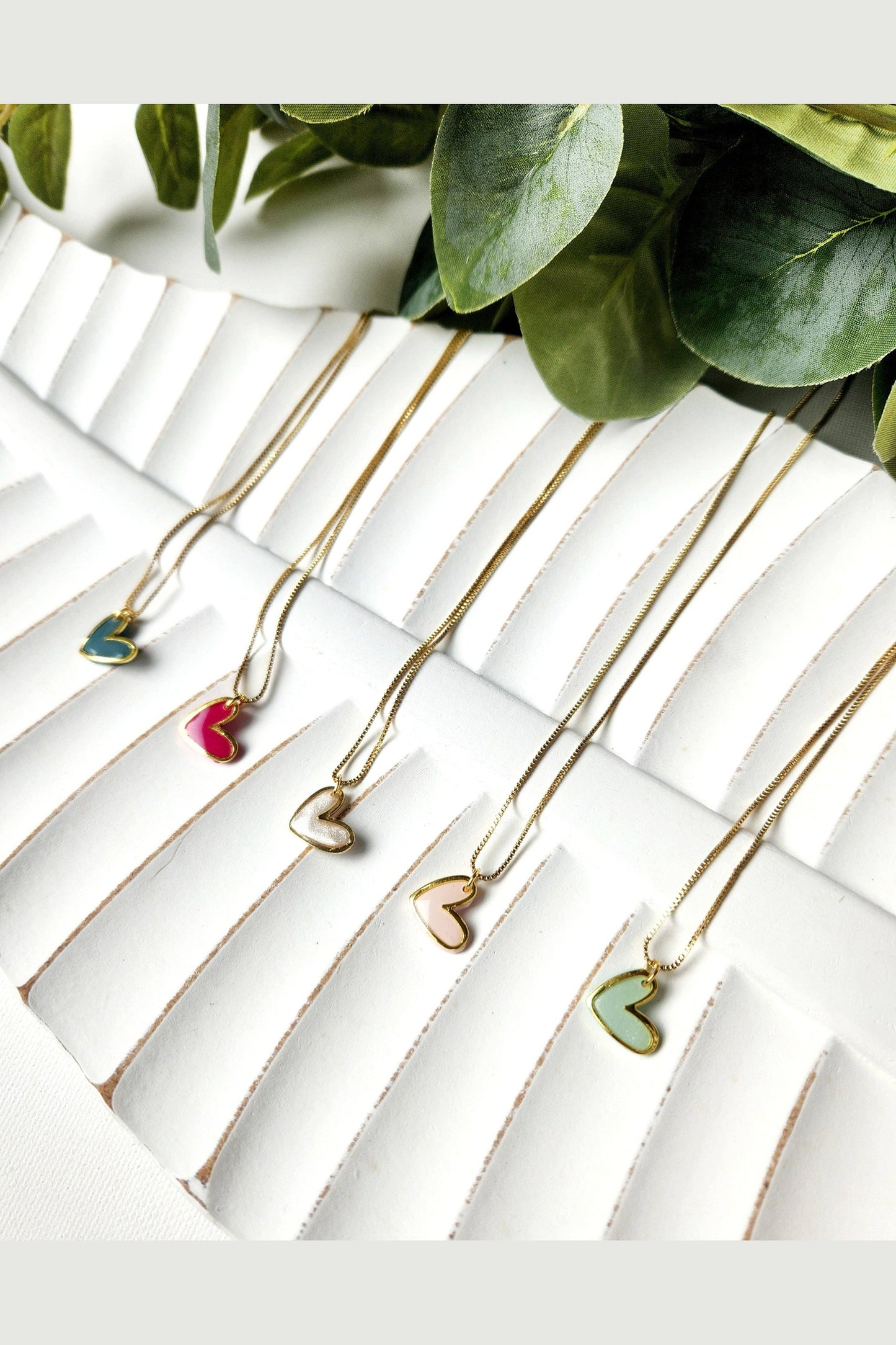 Gold heart necklace: Teal